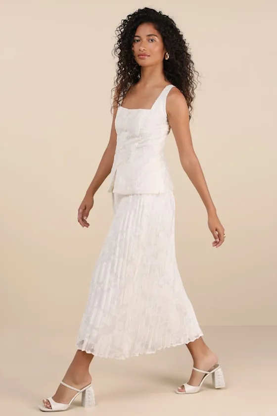 Alyona Cream Burnout Two-Piece Pleated Midi Dress sold by Lulus product image thumbnail 3