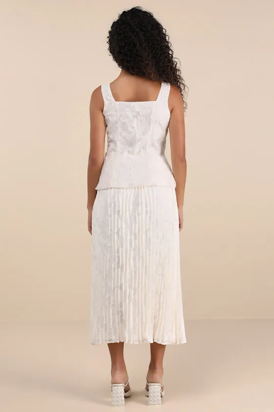 Alyona Cream Burnout Two-Piece Pleated Midi Dress sold by Lulus product image thumbnail 4
