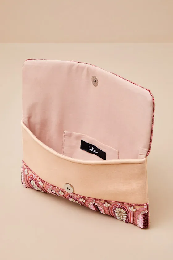 Lorelai Pink Multi Leaf Beaded Clutch sold by Lulus product image thumbnail 4