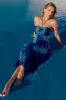 Aerin Blue Pleated Cutout Midi Dress sold by Lulus