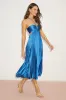 Aerin Blue Pleated Cutout Midi Dress sold by Lulus