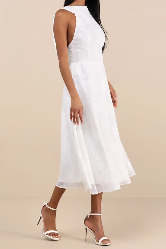 Sendoa White Burnout Cowl Back Midi Dress sold by Lulus product image thumbnail 3