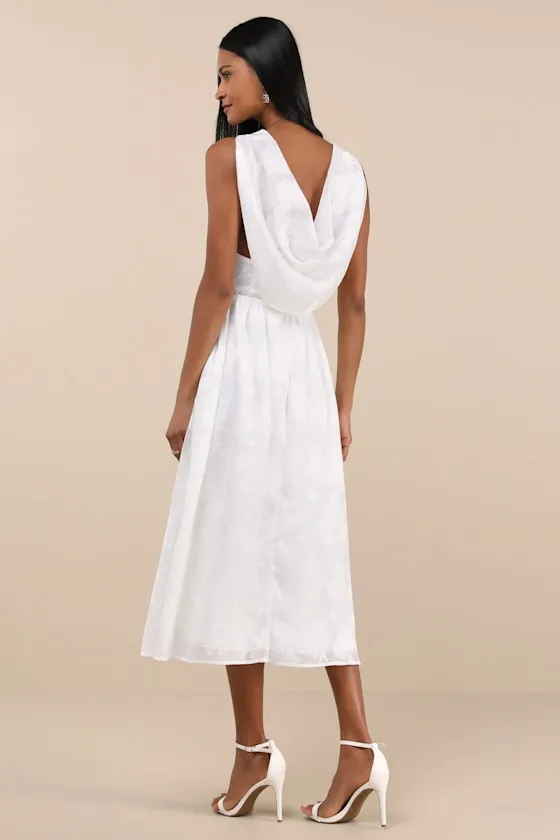 Sendoa White Burnout Cowl Back Midi Dress sold by Lulus product image thumbnail 4