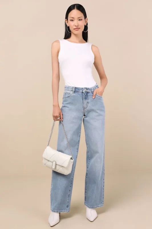 Kate Light Wash Mid-Rise Baggy Jeans sold by Lulus
