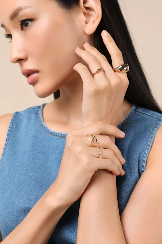 Eden Gold Stackable Five-Piece Ring Set sold by Lulus product image thumbnail 2
