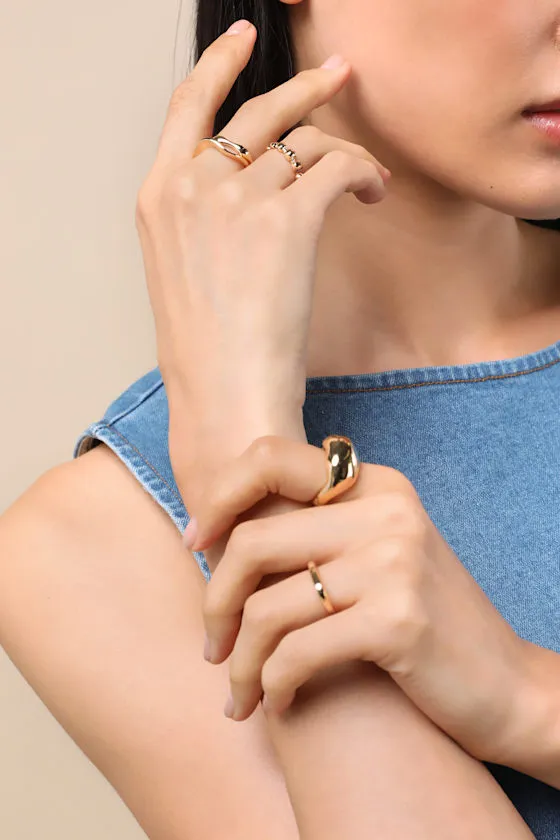 Eden Gold Stackable Five-Piece Ring Set sold by Lulus product image thumbnail 4