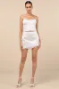 Megan White Satin Pearl Mini Skirt sold by Lulus
