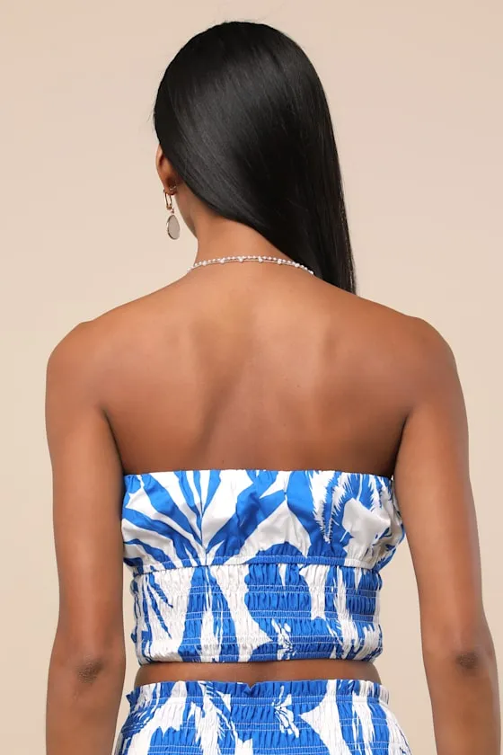 Luana Blue and White Floral Crop Top sold by Lulus product image thumbnail 3