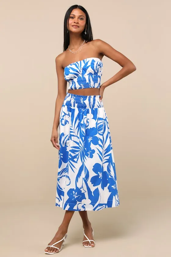 Luana Blue and White Floral Crop Top sold by Lulus product image thumbnail 4