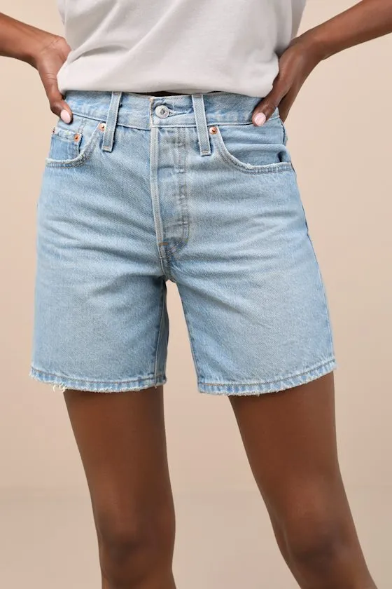501 Mid Thigh Light Wash Denim Shorts sold by Lulus product image thumbnail 2