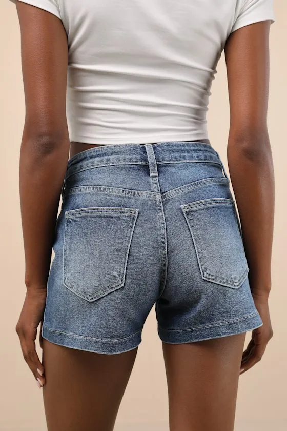 Jolie Medium Wash Denim High-Rise Sailor Shorts sold by Lulus product image thumbnail 3