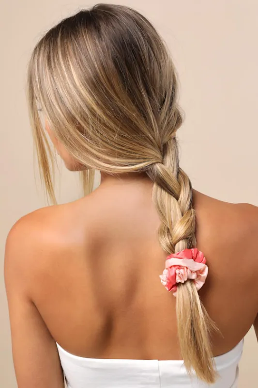 Cherry Blossom Pink Multi Satin Scrunchie Set sold by Lulus