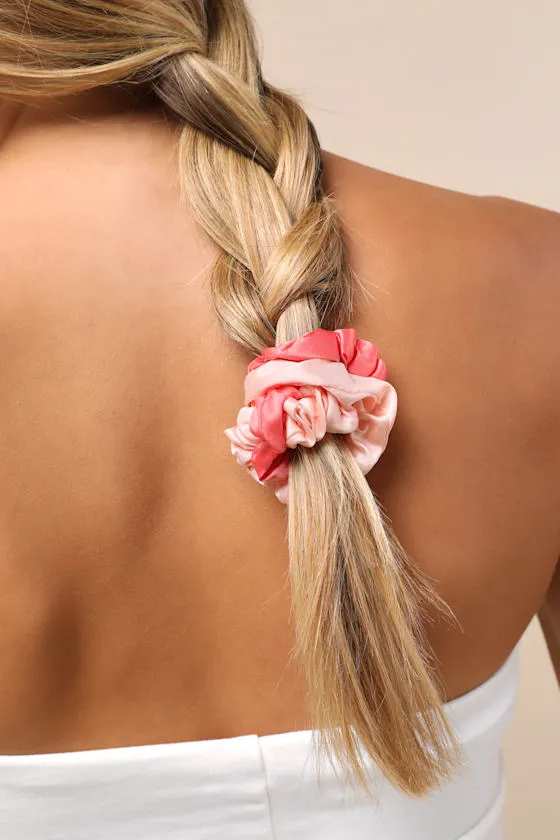 Cherry Blossom Pink Multi Satin Scrunchie Set sold by Lulus product image thumbnail 3