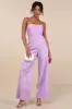 Ciela Lavender Textured Strapless Wide-Leg Jumpsuit sold by Lulus