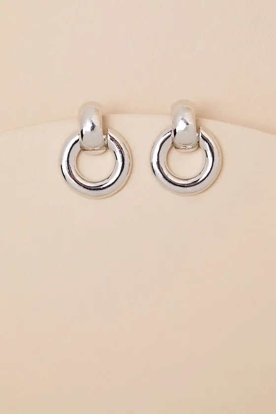 Kerensa Silver Door Knocker Earrings sold by Lulus