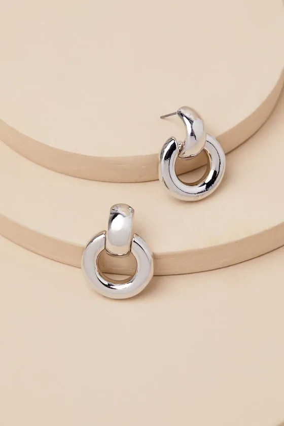 Kerensa Silver Door Knocker Earrings sold by Lulus product image thumbnail 2