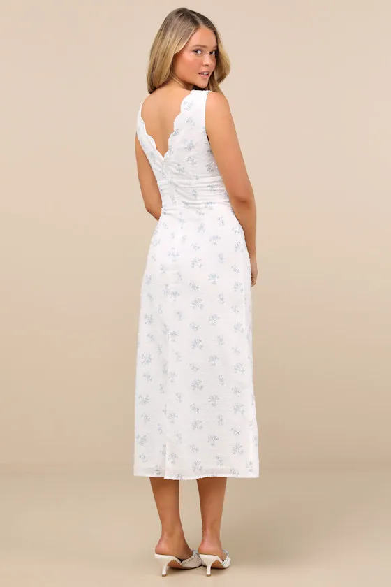 Natassa White Floral Swiss Dot Midi Dress sold by Lulus product image thumbnail 3
