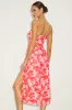 Chania Pink Multi Abstract Strapless Midi Dess sold by Lulus