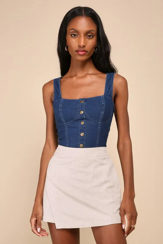 Breeziest Beauty Beige Linen High-Rise Skort sold by Lulus