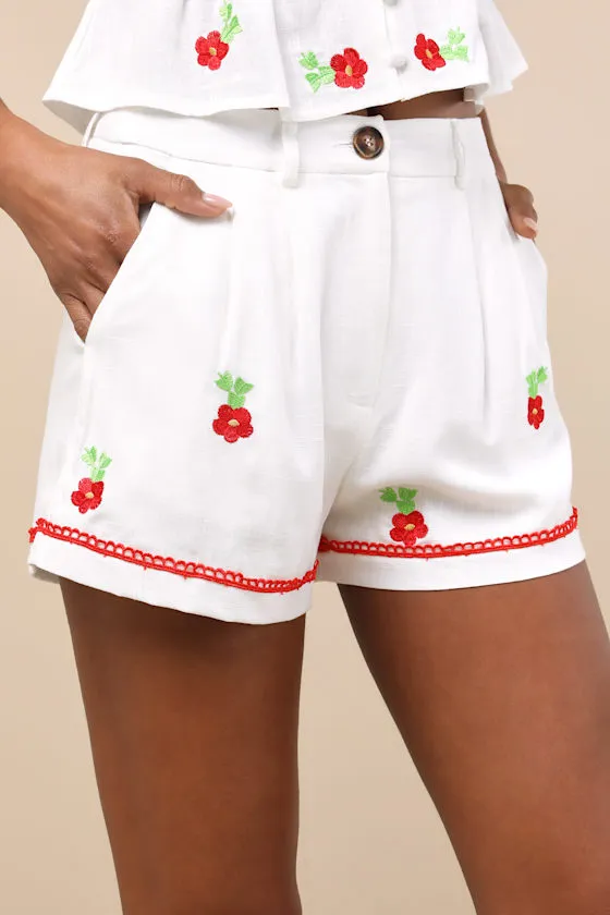 Ayah White Embroidered High-Rise Shorts sold by Lulus product image thumbnail 2