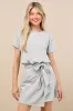 Ioana Heather Grey Short Sleeve Pleated Faux-Wrap Mini Dress sold by Lulus