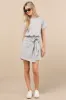 Ioana Heather Grey Short Sleeve Pleated Faux-Wrap Mini Dress sold by Lulus