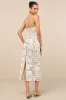 Asiya Beige Stamp Print Halter Midi Dress sold by Lulus