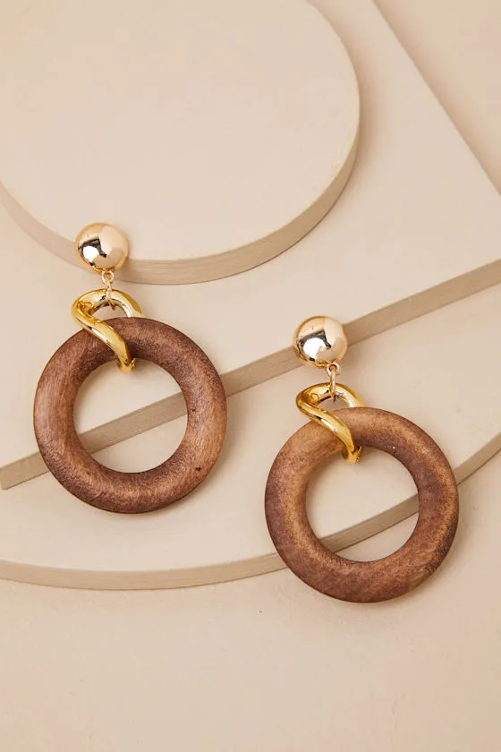 Reina Gold Mixed Hoop Drop Earrings sold by Lulus product image thumbnail 3
