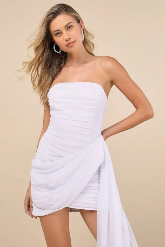 Exceptional Beauty White Ruched Strapless Bodycon Mini Dress sold by Lulus product image thumbnail 3