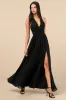 Marilina Black Pleated Twist-Front Maxi Dress sold by Lulus