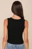 Certainly Flirty Black Ribbed Ruched Square Neck Tank Top sold by Lulus