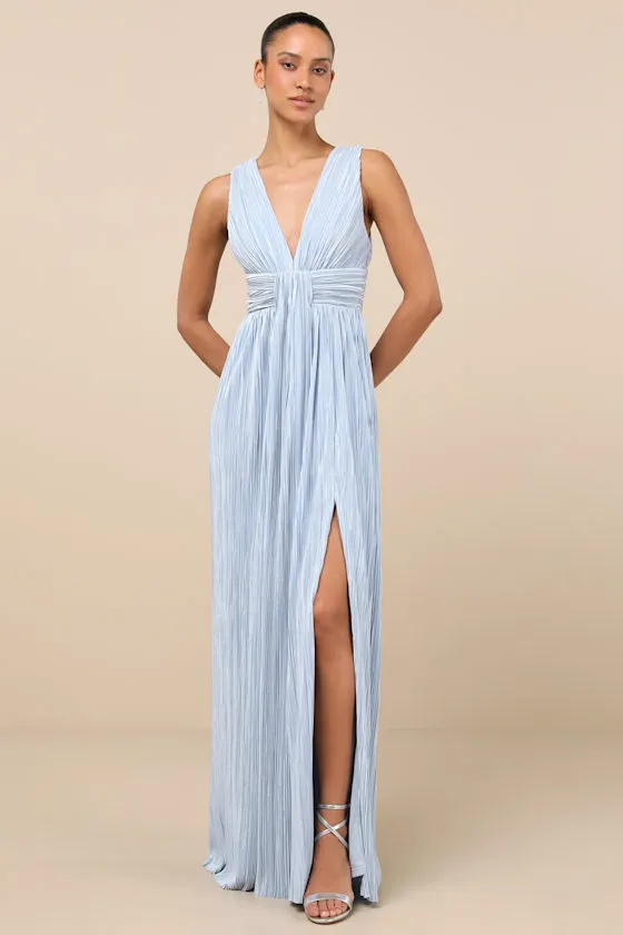 Melitta Light Blue Plisse Sash Maxi Dress sold by Lulus product image thumbnail 2