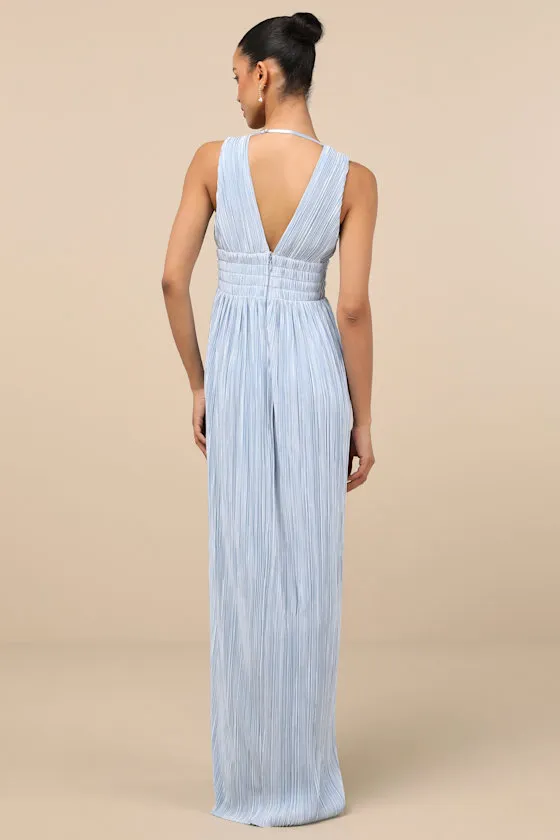 Melitta Light Blue Plisse Sash Maxi Dress sold by Lulus product image thumbnail 3