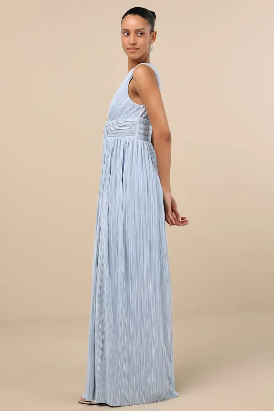 Melitta Light Blue Plisse Sash Maxi Dress sold by Lulus product image thumbnail 4