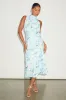 Distinctive Charm Blue Floral Satin Asymmetrical Midi Dress sold by Lulus