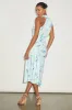 Distinctive Charm Blue Floral Satin Asymmetrical Midi Dress sold by Lulus
