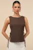 Bizzy Brown Textured Side-Tie Tank Top sold by Lulus