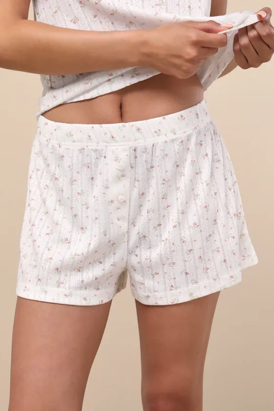 Finna Blush Floral Pointelle Knit Two-Piece Pajama Set sold by Lulus product image thumbnail 2
