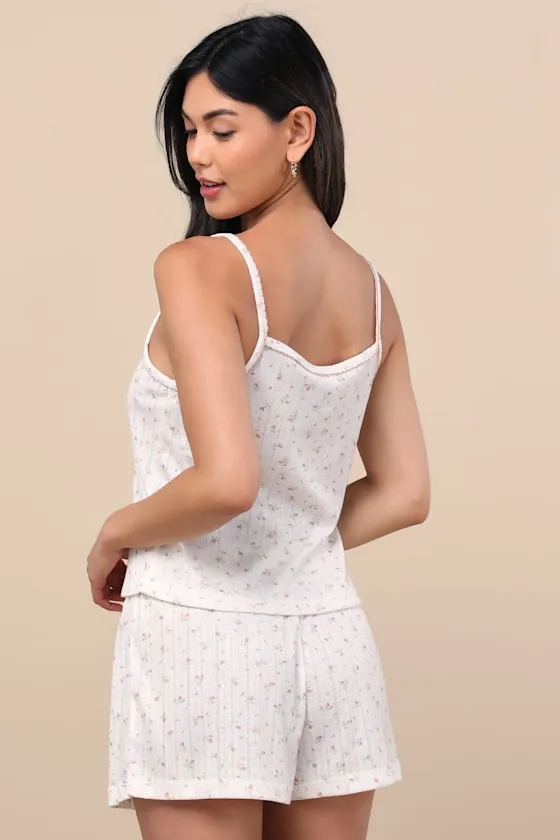 Finna Blush Floral Pointelle Knit Two-Piece Pajama Set sold by Lulus product image thumbnail 4