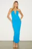 Daphina Bright Blue Cutout U-Bar Ruched Midi Dress sold by Lulus