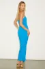 Daphina Bright Blue Cutout U-Bar Ruched Midi Dress sold by Lulus