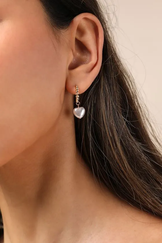 Luce Gold Heart Charm Hoop Earrings sold by Lulus product image thumbnail 2