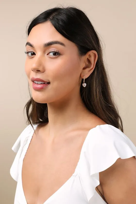 Luce Gold Heart Charm Hoop Earrings sold by Lulus product image thumbnail 4