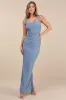 Amazing Presence Slate Blue Mesh Ruched Column Maxi Dress sold by Lulus