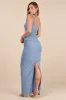 Amazing Presence Slate Blue Mesh Ruched Column Maxi Dress sold by Lulus