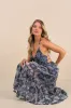 Feeling Like Forever Navy Jacquard Organza Lace-Up Midi Dress sold by Lulus
