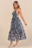 Feeling Like Forever Navy Jacquard Organza Lace-Up Midi Dress sold by Lulus