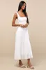 Esmeray White Lace Sleeveless Tiered Midi Dress sold by Lulus