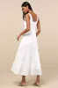 Esmeray White Lace Sleeveless Tiered Midi Dress sold by Lulus