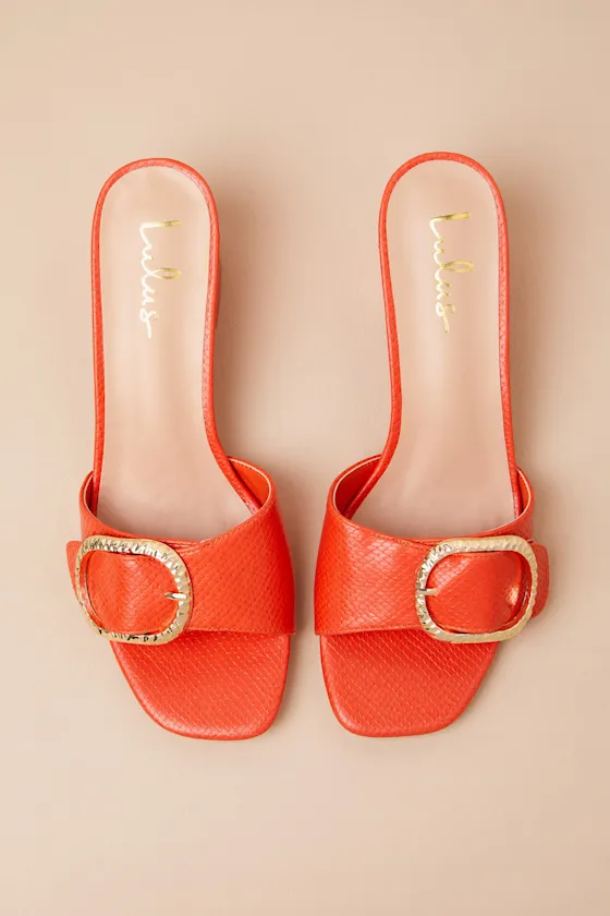 Franette Coral Snake-Embossed Low Heel Buckle Slide Sandals sold by Lulus product image thumbnail 4